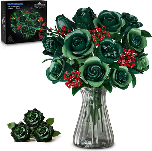 INSOON Green Rose Flower Bouquet Building Set with Lights SC8835