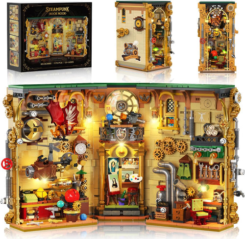 INSOON Steampunk Book Nook Building Set with Lights SC9965