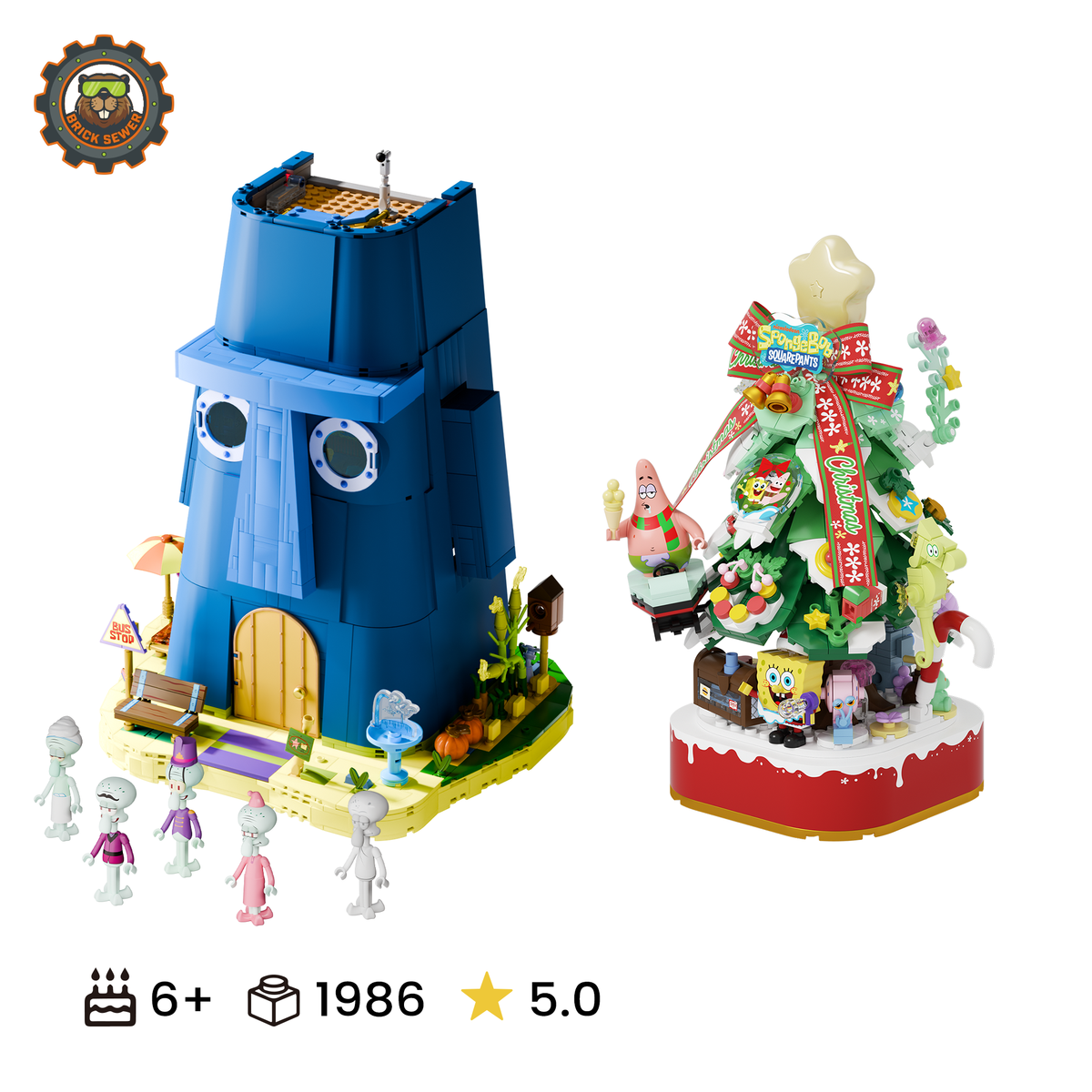 AreaX Squidward's Stone House + SpongeBob Christmas Tree Holiday Set
