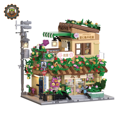 HUIJI Machiya Wind & Cloud Flower Shop Mini Building Blocks H1020