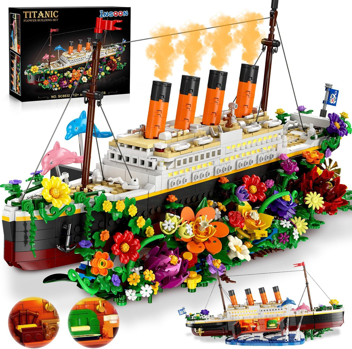 INSOON Flower Titanic Building Set with Lights SC8832