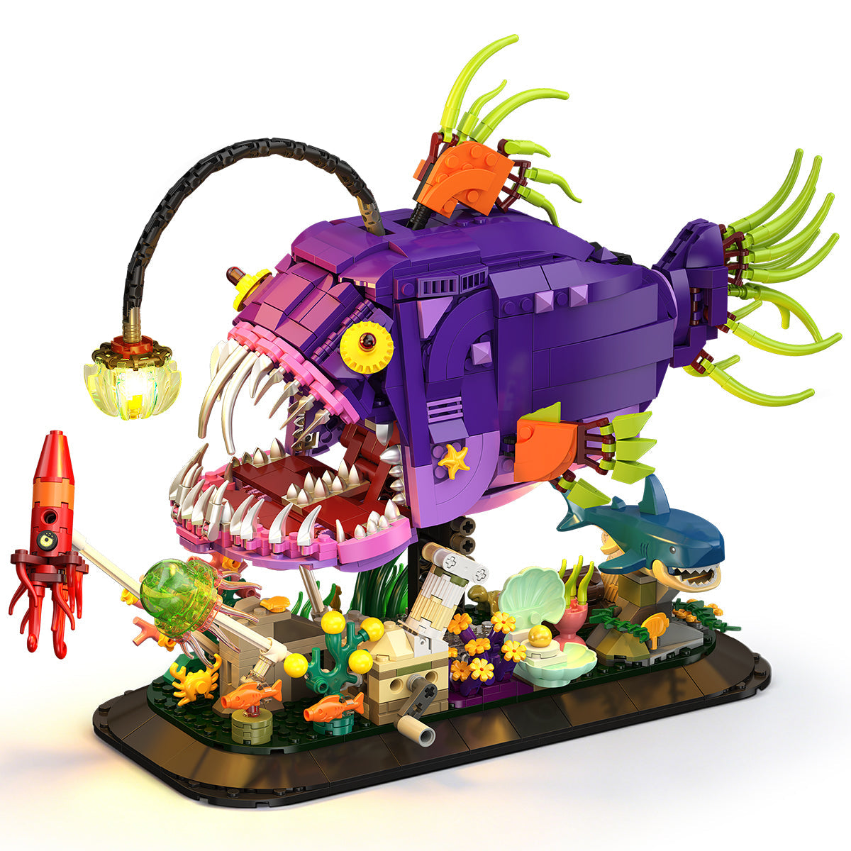 INSOON Mechanical Angler Fish Building Set with Lights HG1062