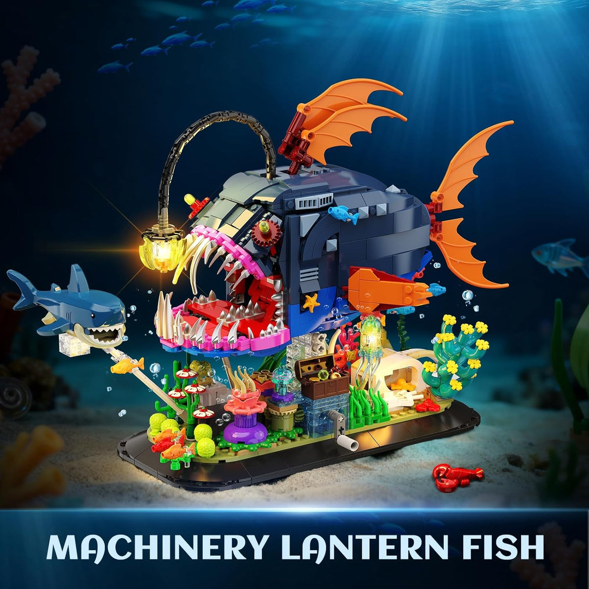 INSOON Mechanical Angler Fish Building Set with Lights HG1055