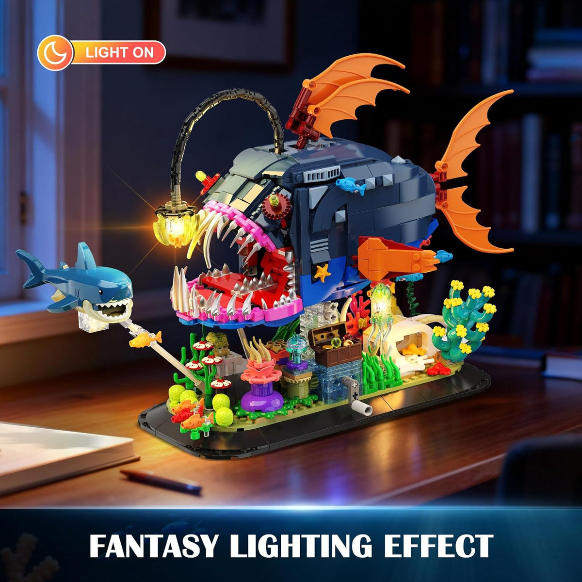 INSOON Mechanical Angler Fish Building Set with Lights HG1055