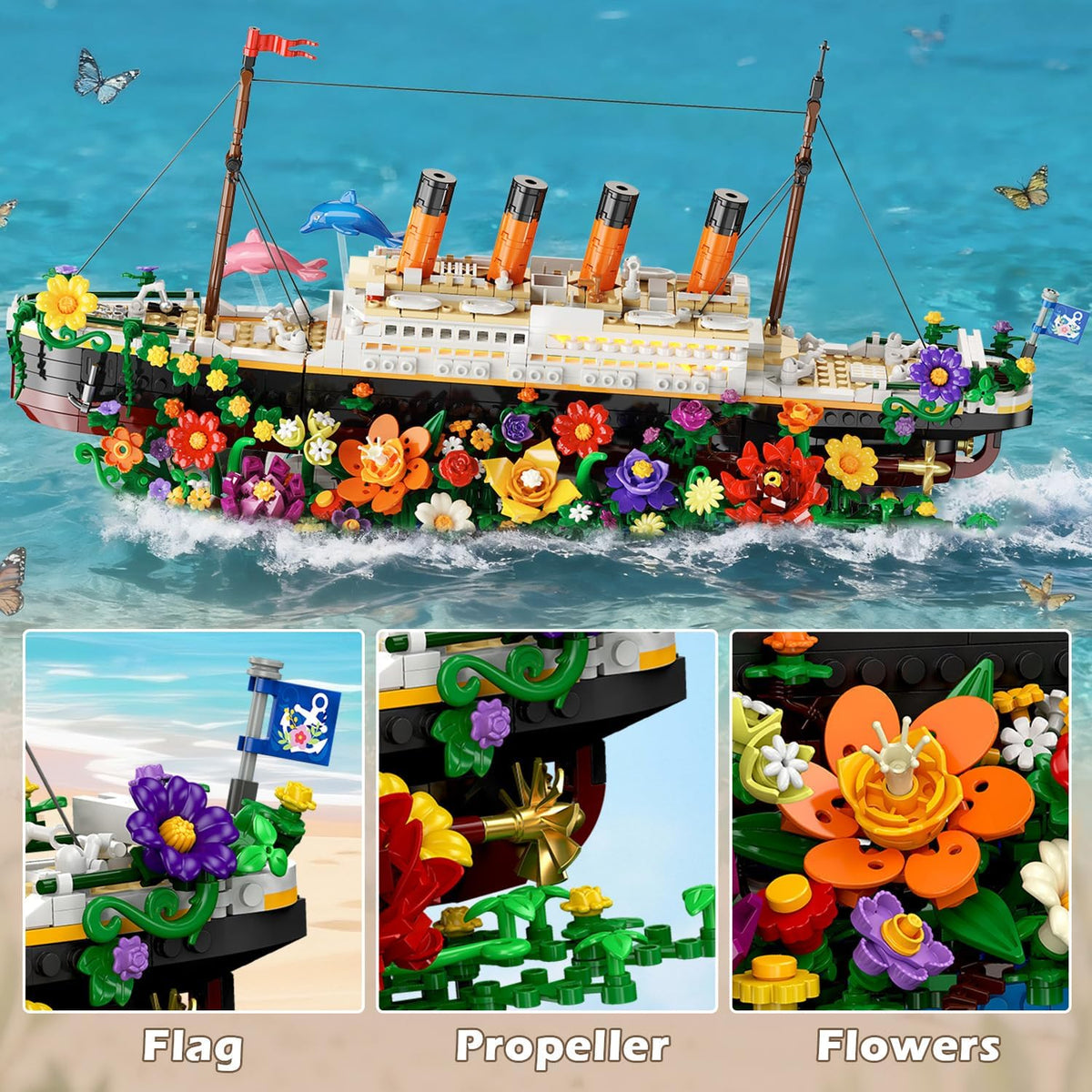 INSOON Flower Titanic Building Set with Lights SC8832