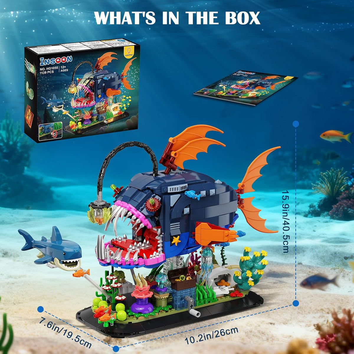 INSOON Mechanical Angler Fish Building Set with Lights HG1055