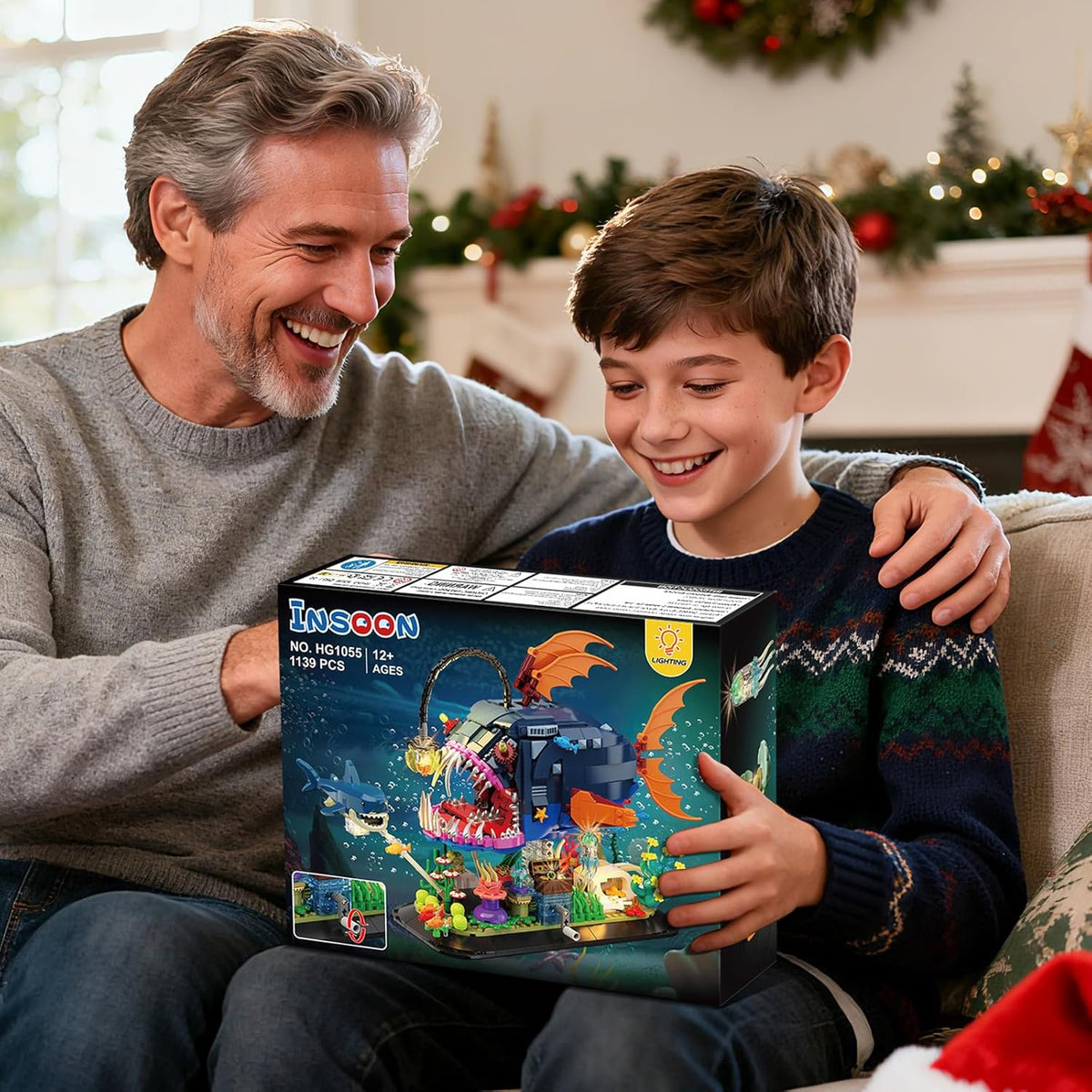 INSOON Mechanical Angler Fish Building Set with Lights HG1055