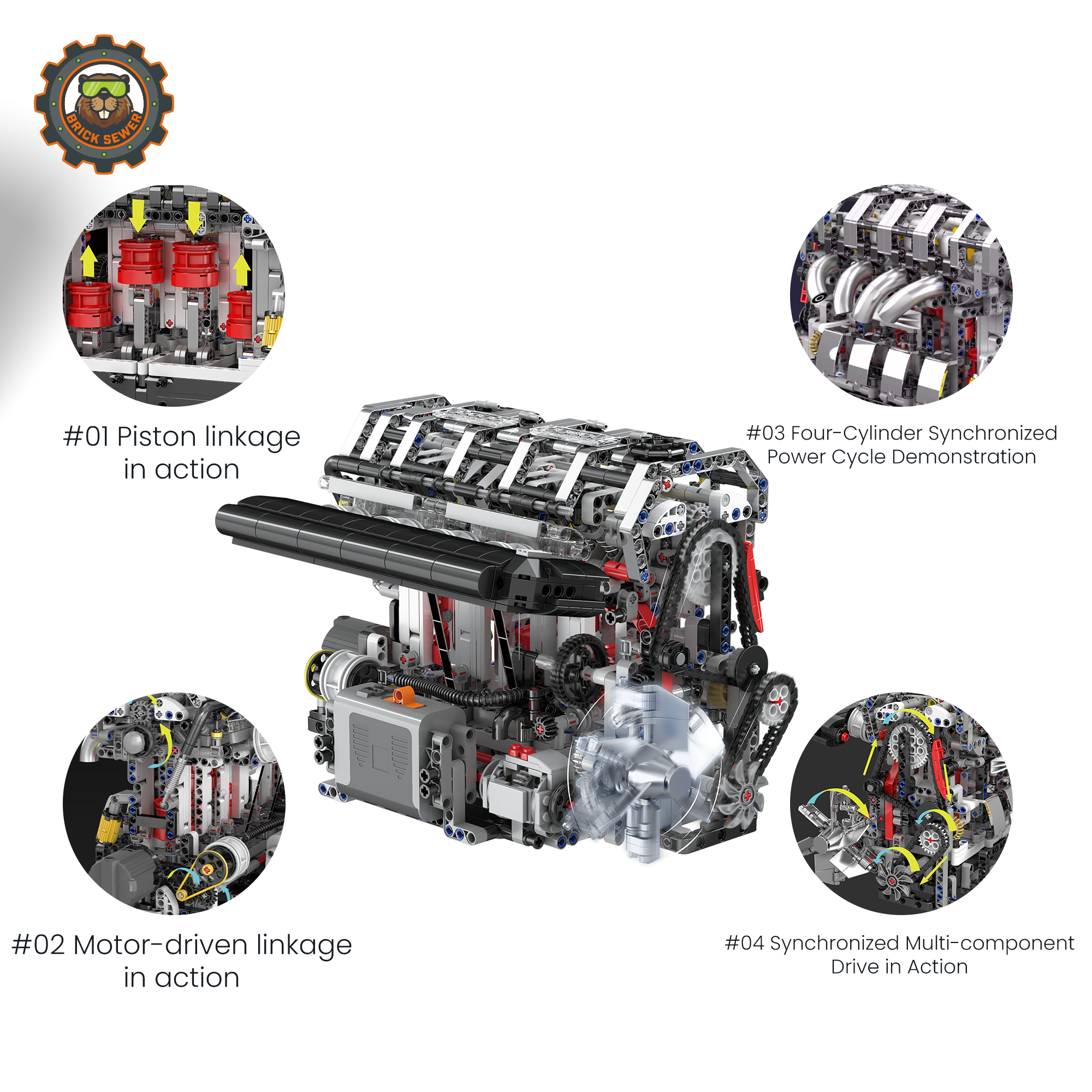 【Father's Day gift🎁】MouldKing V8 Engine Gearbox + Motorised L4 Engine FD26-ENG-BUNDLE