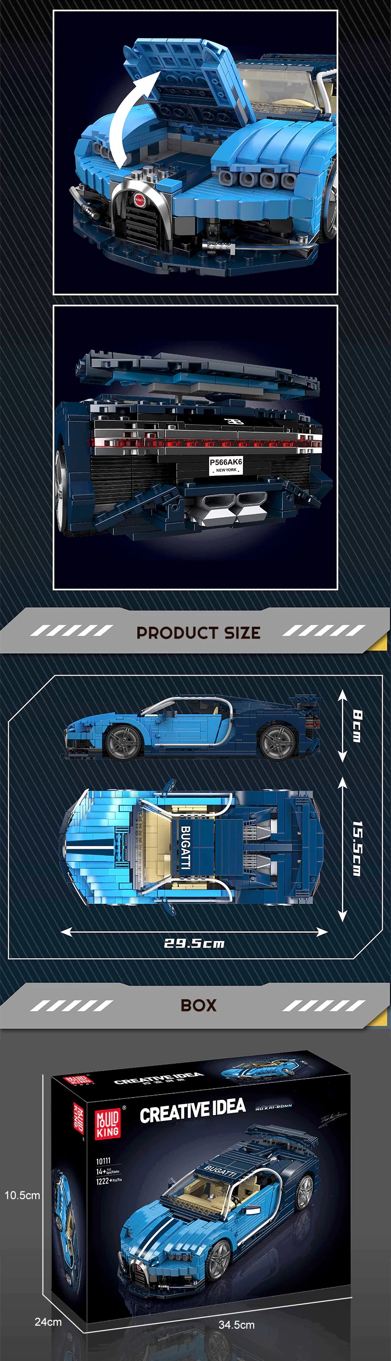 MouldKing 10111 Bugatti Chiron 1:12 Creator Expert