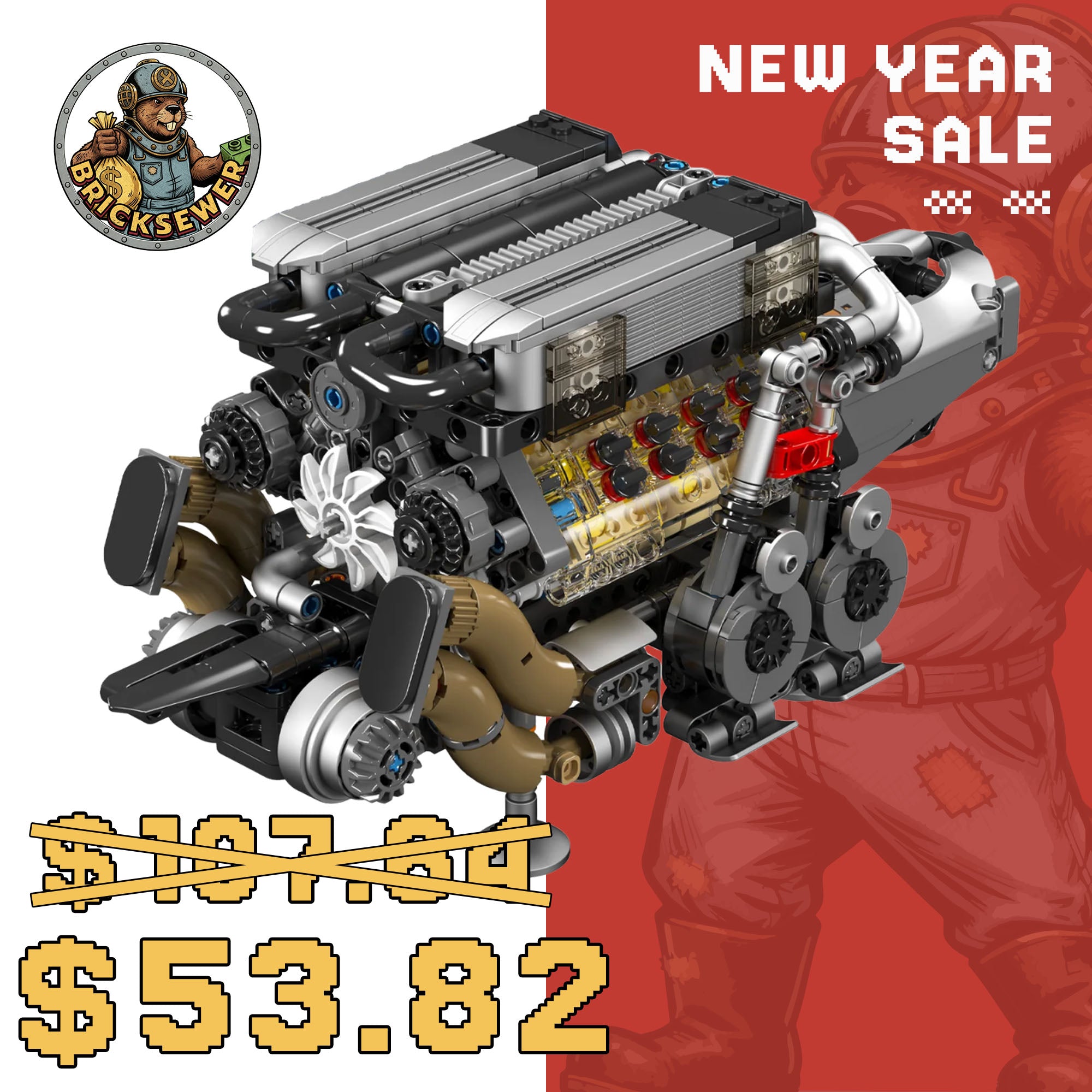 Mould King 10131 BGT Motorised W16 Engine Building Set | 952 Pcs