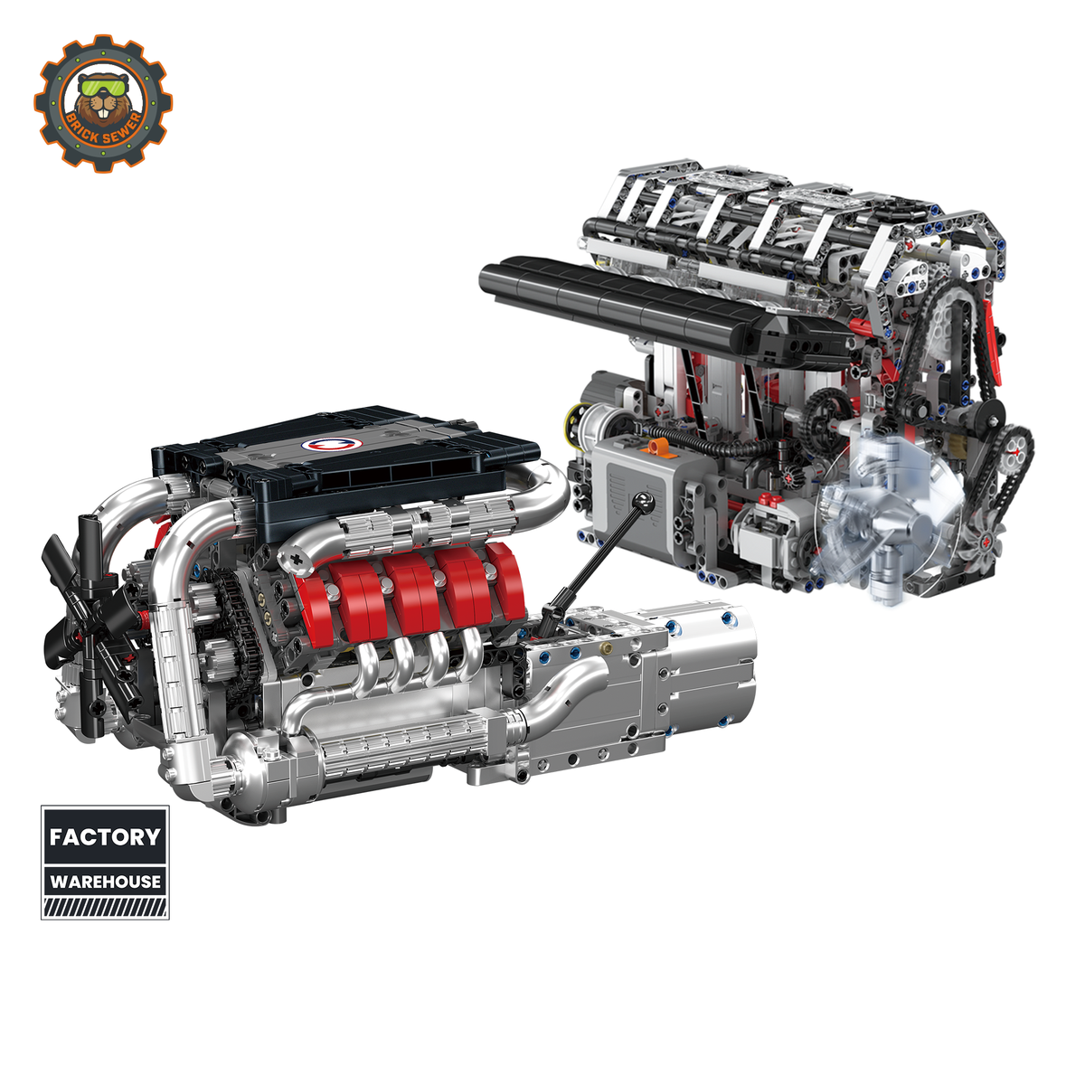 MouldKing V8 Engine Gearbox + Motorised L4 Engine FD26-ENG-BUNDLE