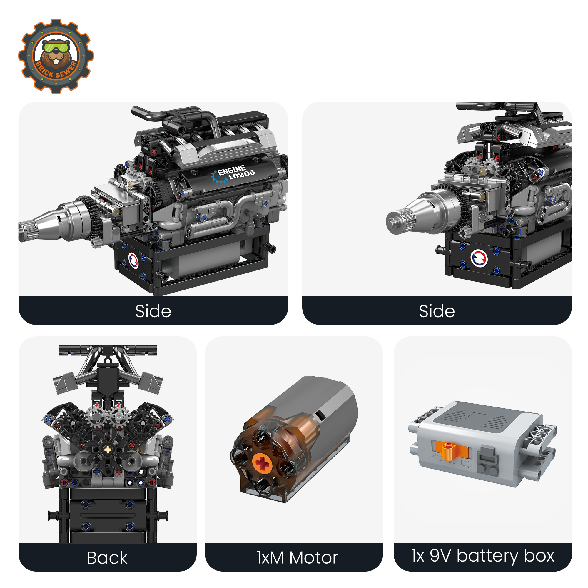 Motorised V12 Engine 733pcs