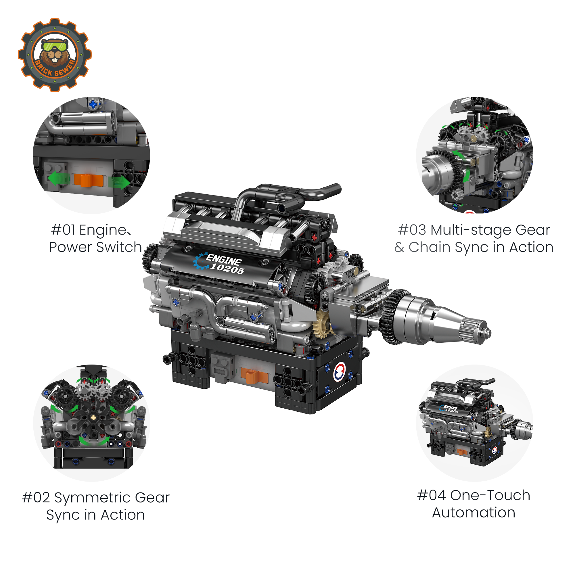 Motorised V12 Engine 733pcs