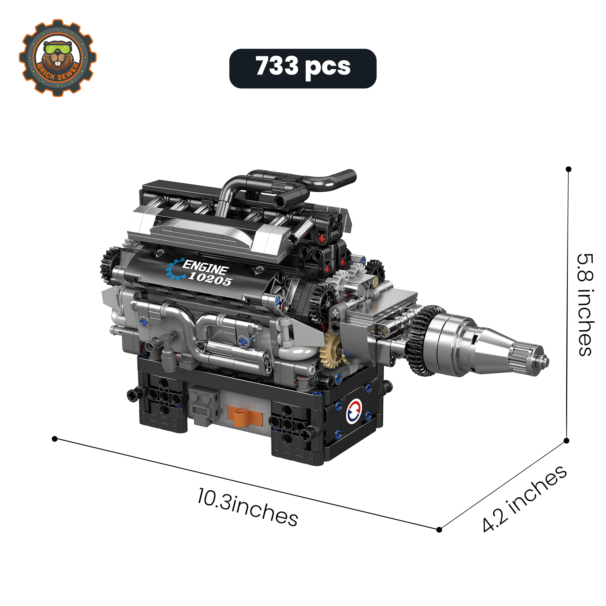 Motorised V12 Engine 733pcs