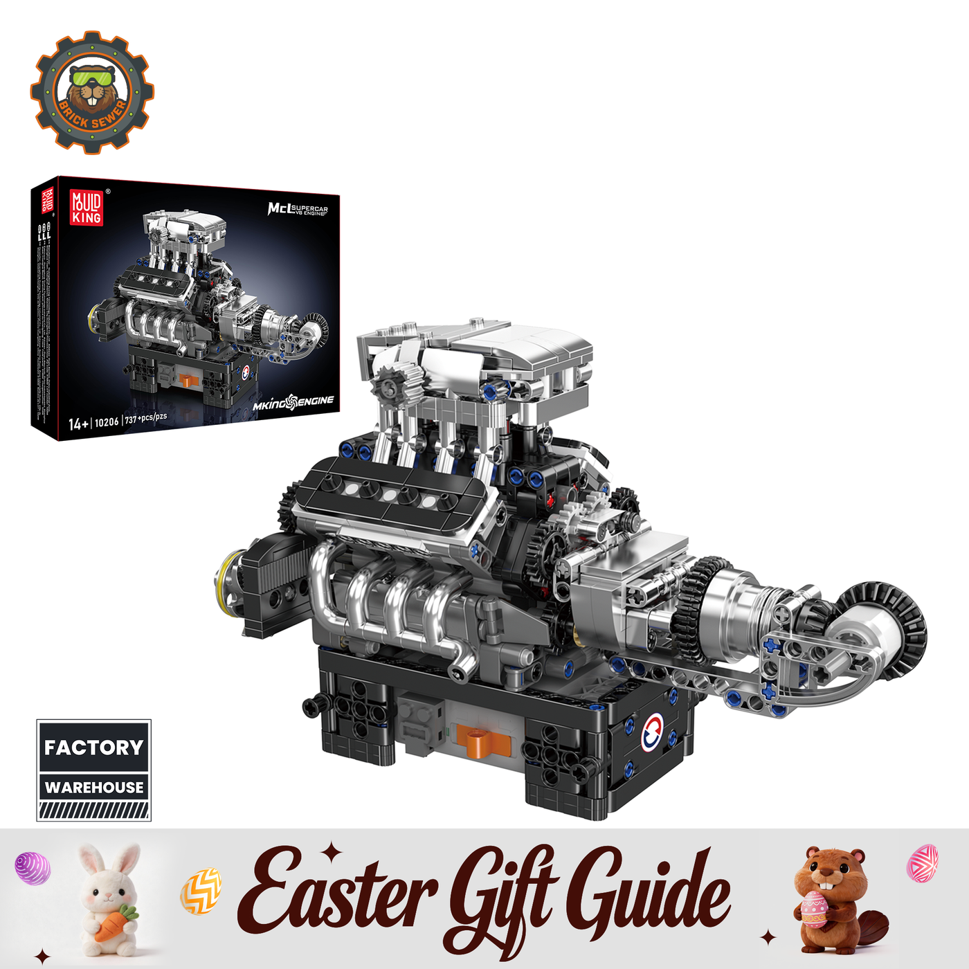 Turbocharged V8 Engine 737pcs