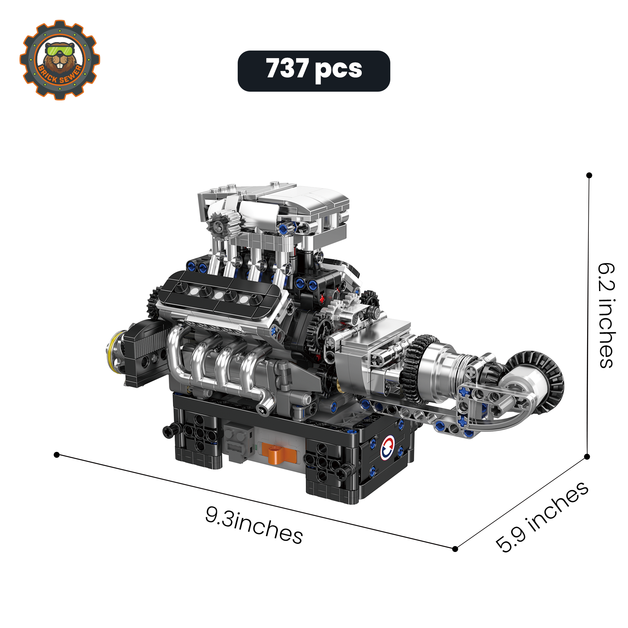 Turbocharged V8 Engine 737pcs