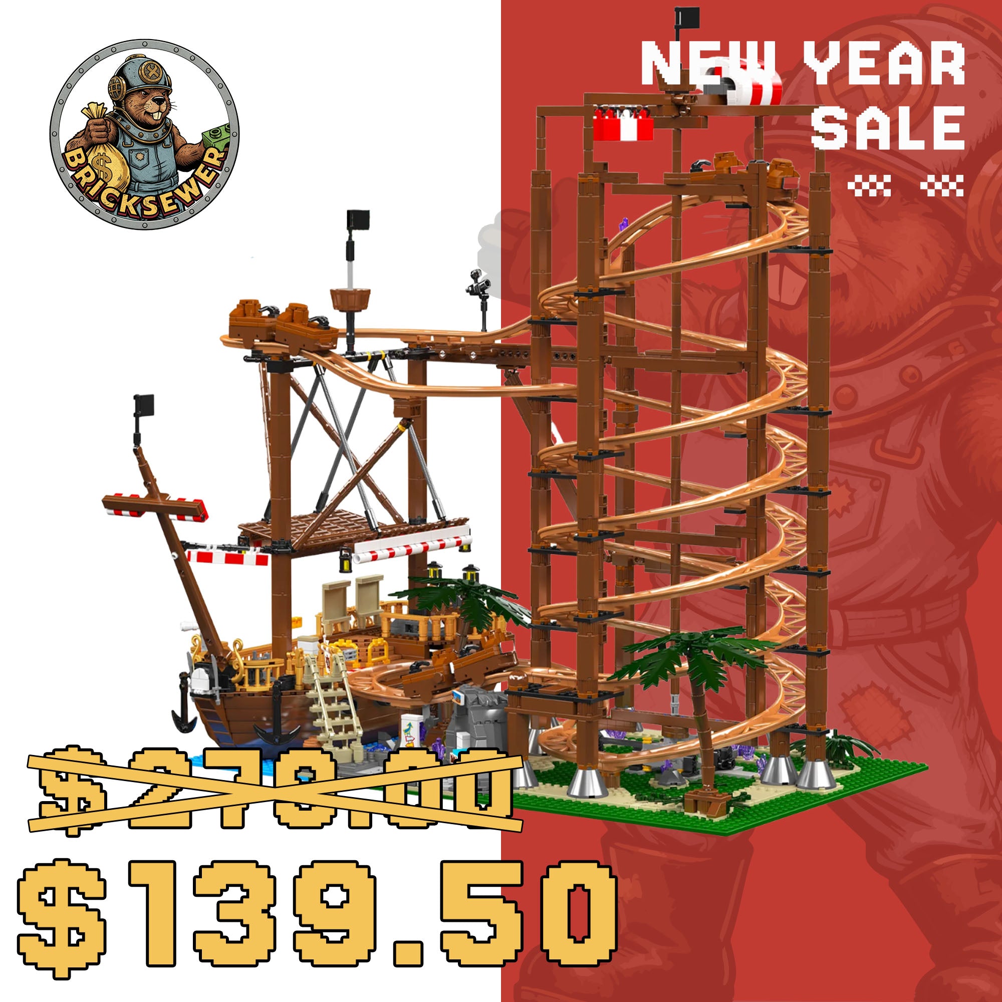 Mould King 11013 Double Helix Roller Coaster Building Set | 2,174 Pcs