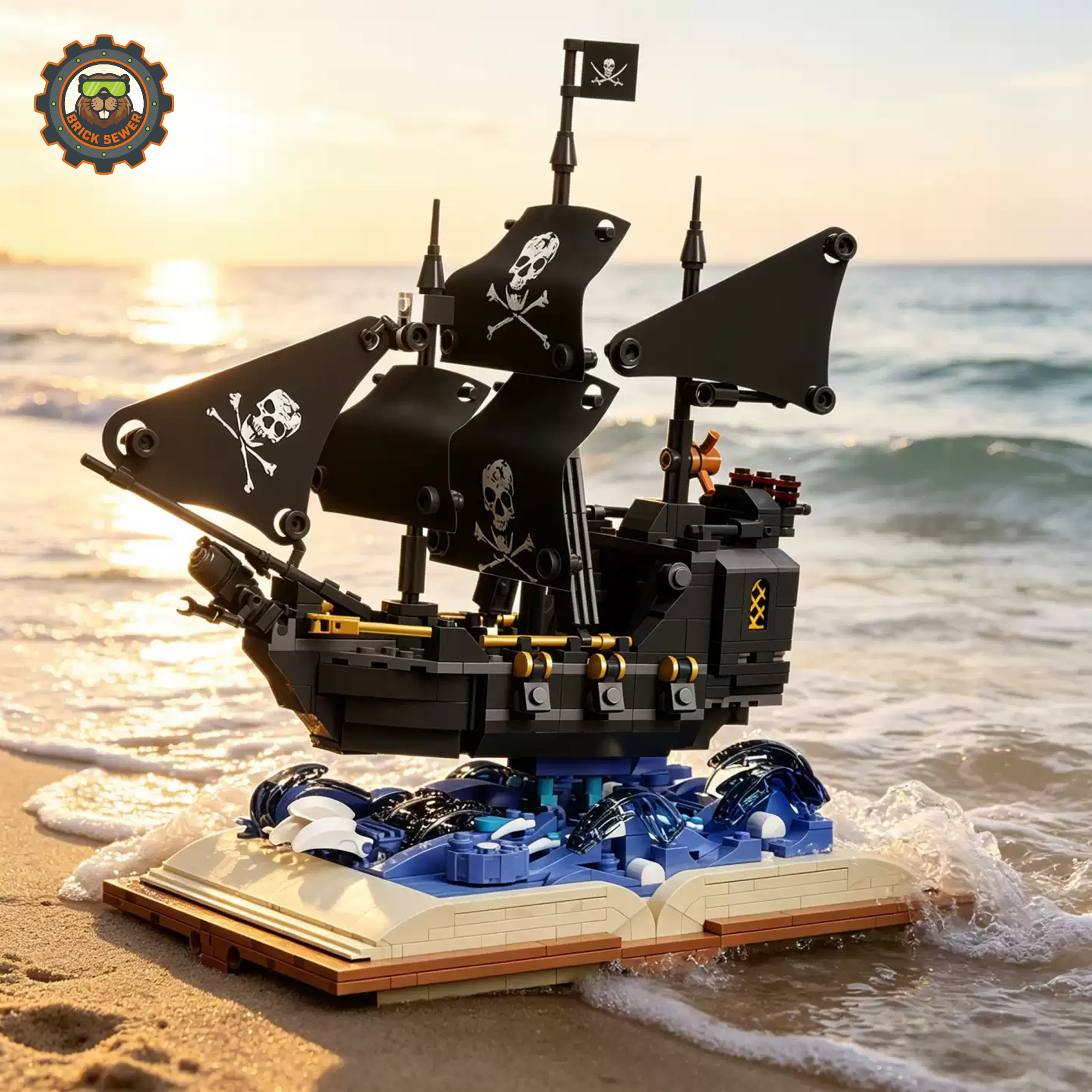 MJI Black Pirate Ship Building Blocks Set