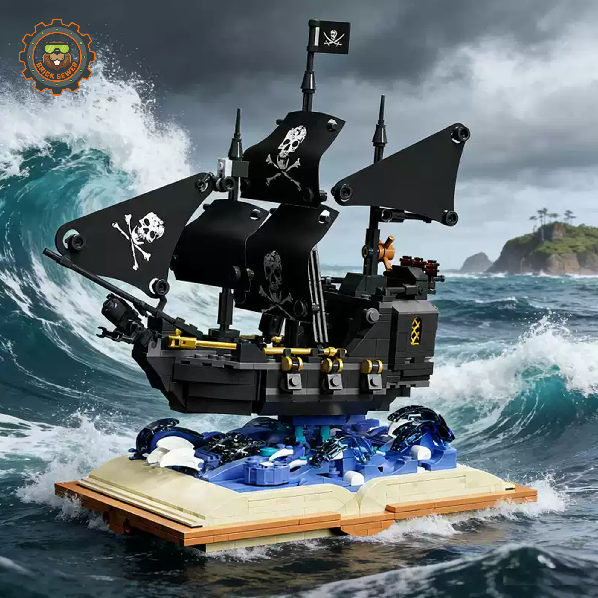 MJI Black Pirate Ship Building Blocks Set