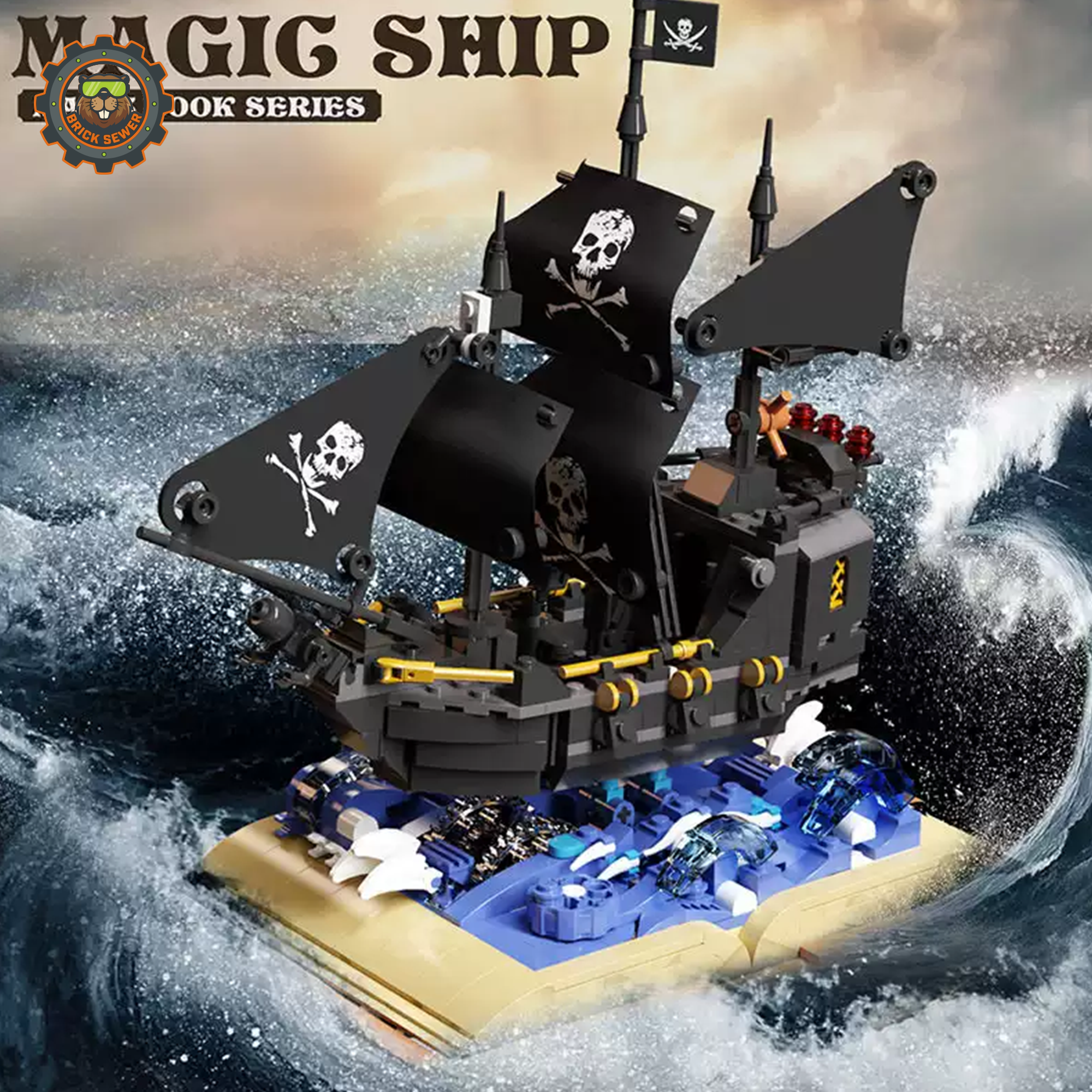 MJI Black Pirate Ship Building Blocks Set