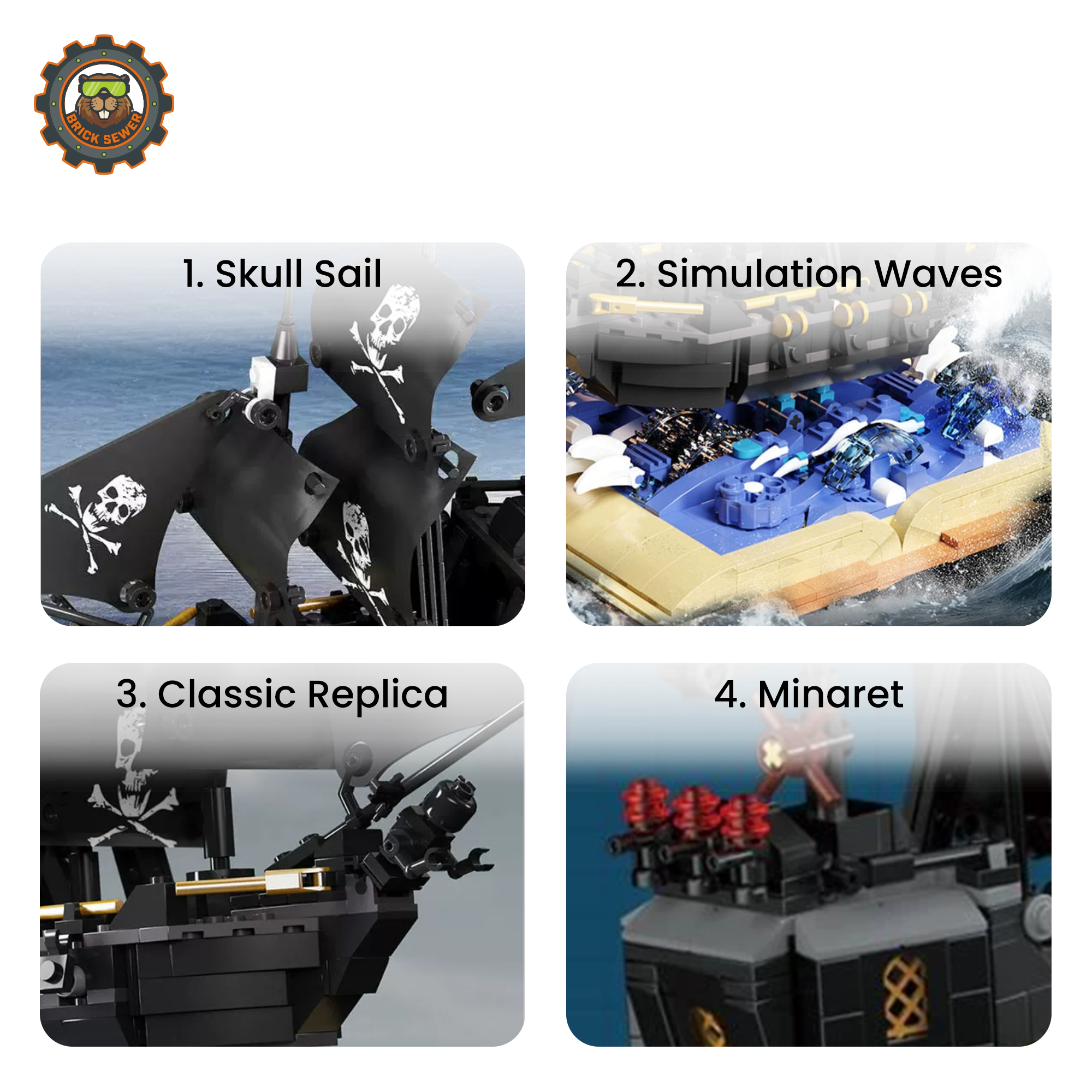 MJI Black Pirate Ship Building Blocks Set
