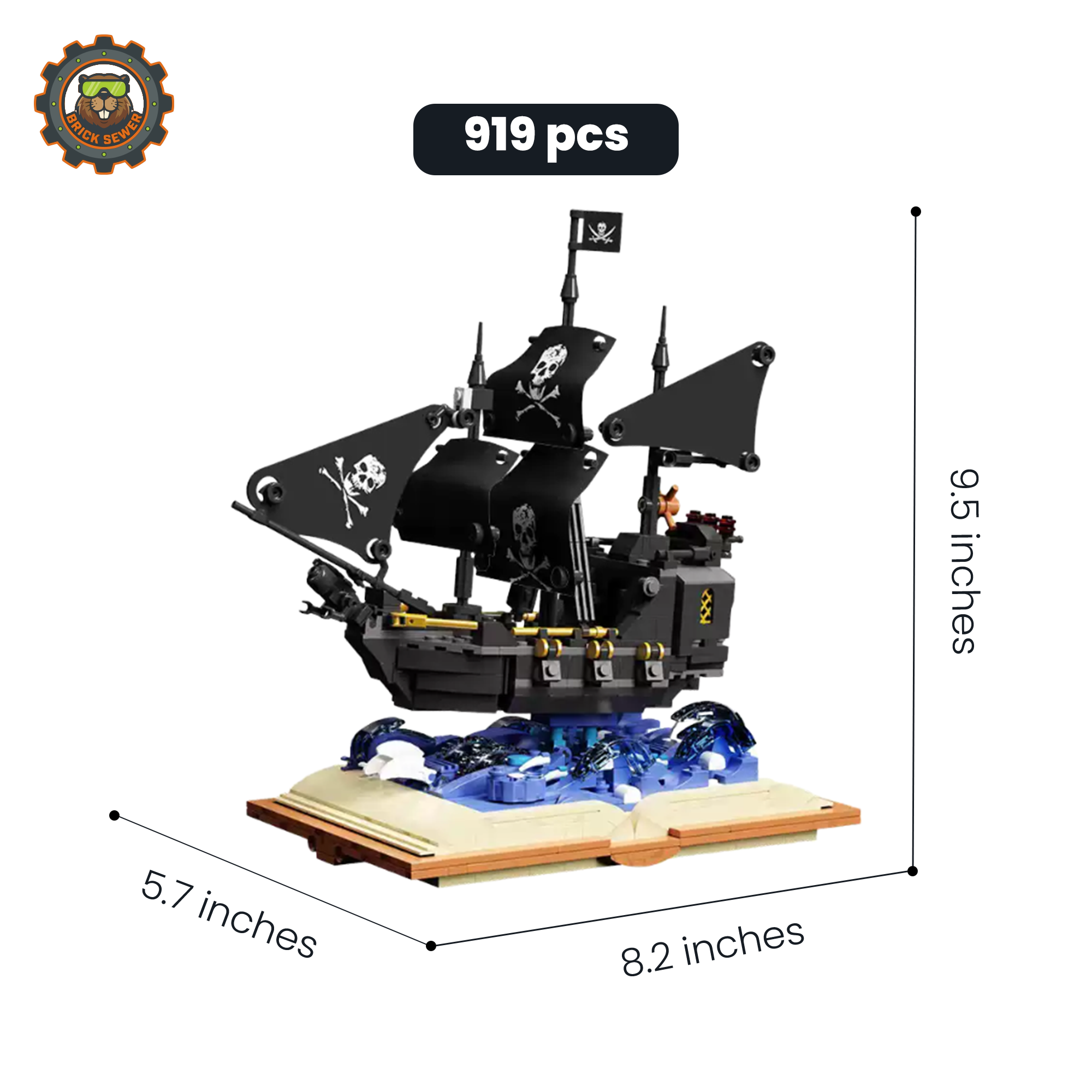 MJI Black Pirate Ship Building Blocks Set