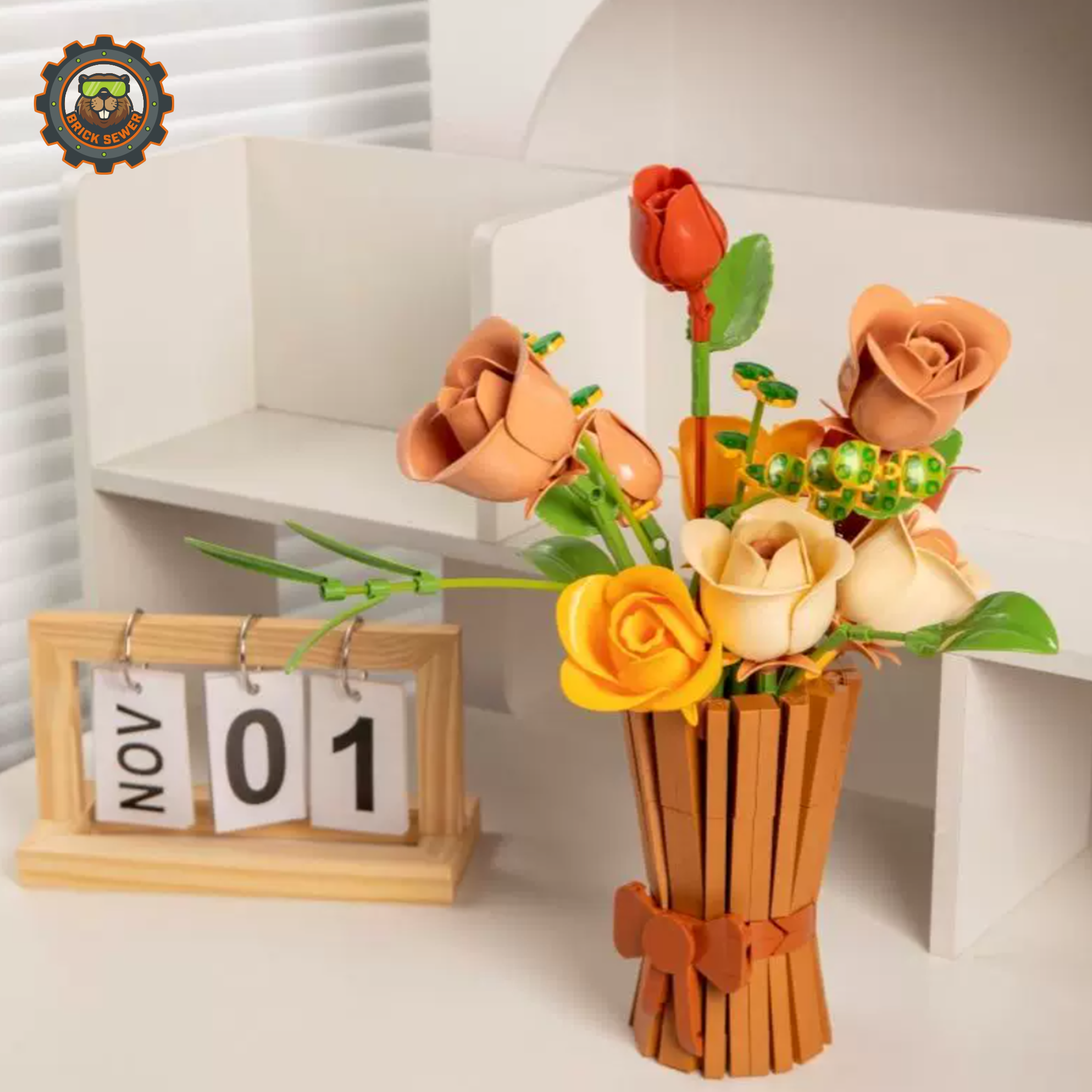 MJI Autumn Rose Bouquet Building Blocks Set