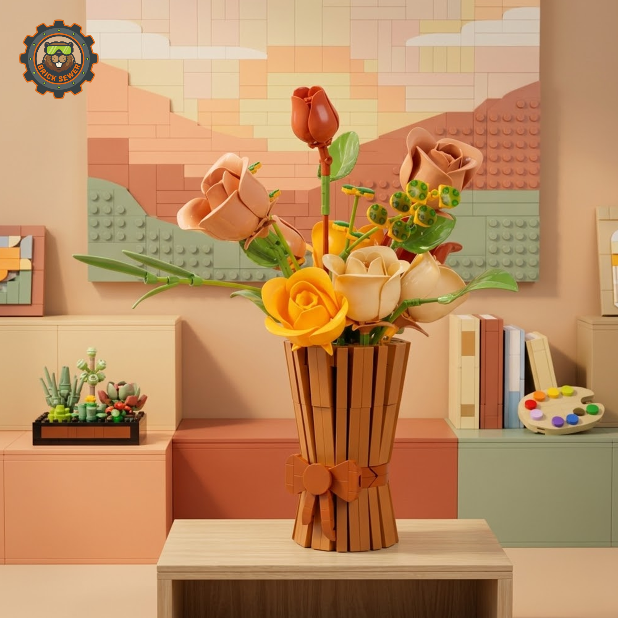 MJI Autumn Rose Bouquet Building Blocks Set