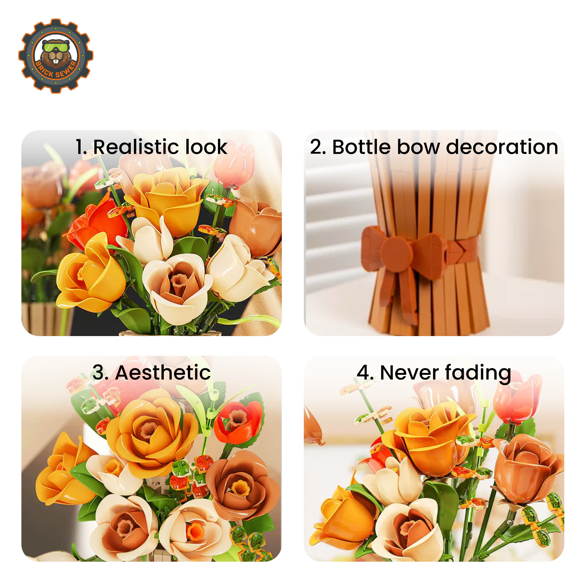 MJI Autumn Rose Bouquet Building Blocks Set