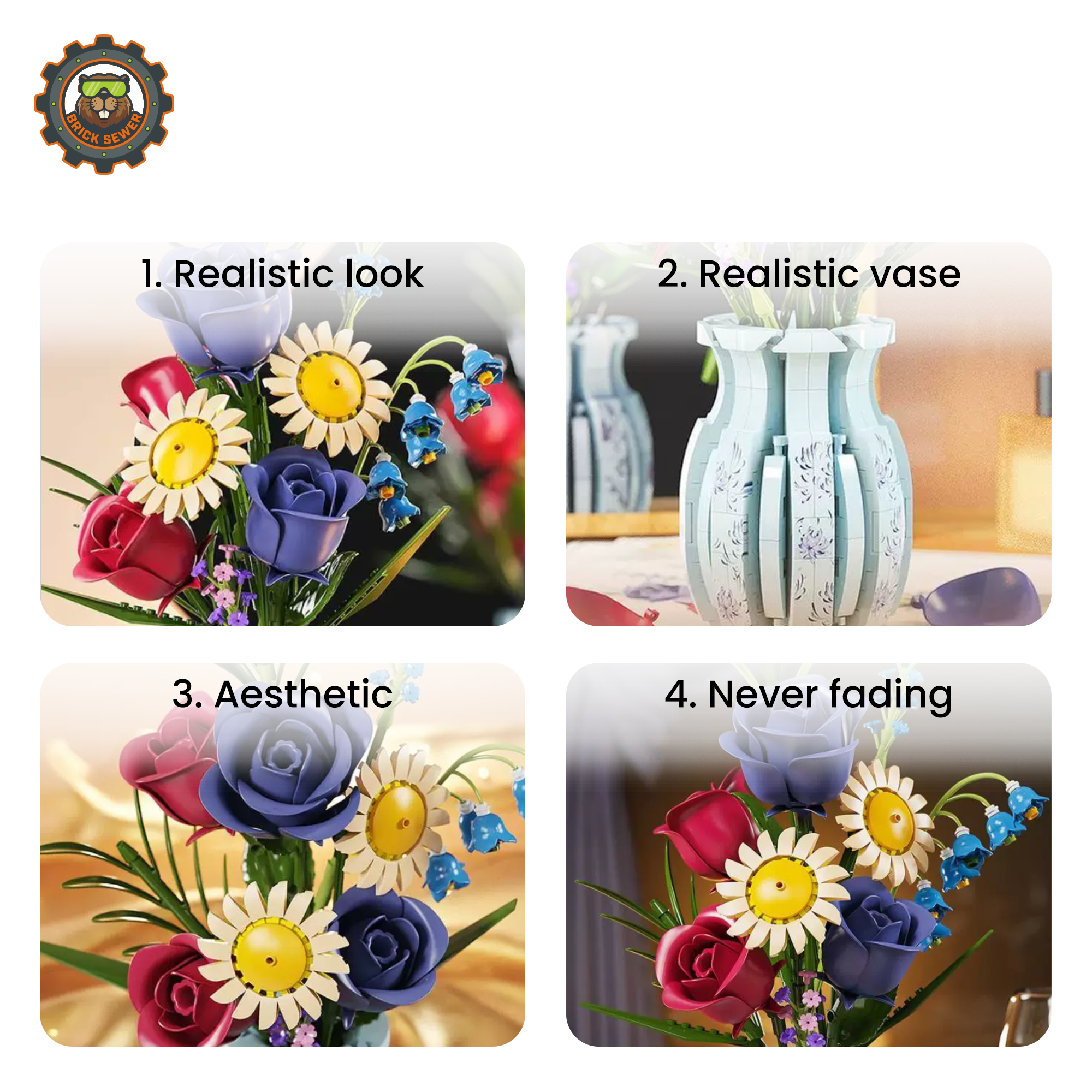 MJI Autumn Rose Bouquet Building Blocks Set