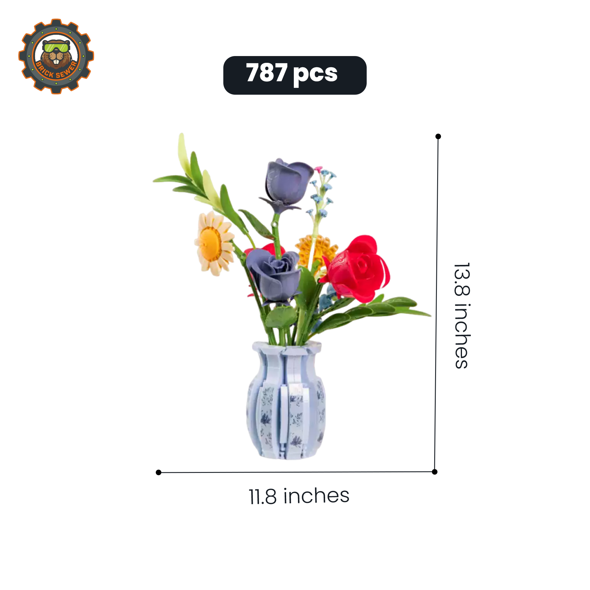 MJI Autumn Rose Bouquet Building Blocks Set