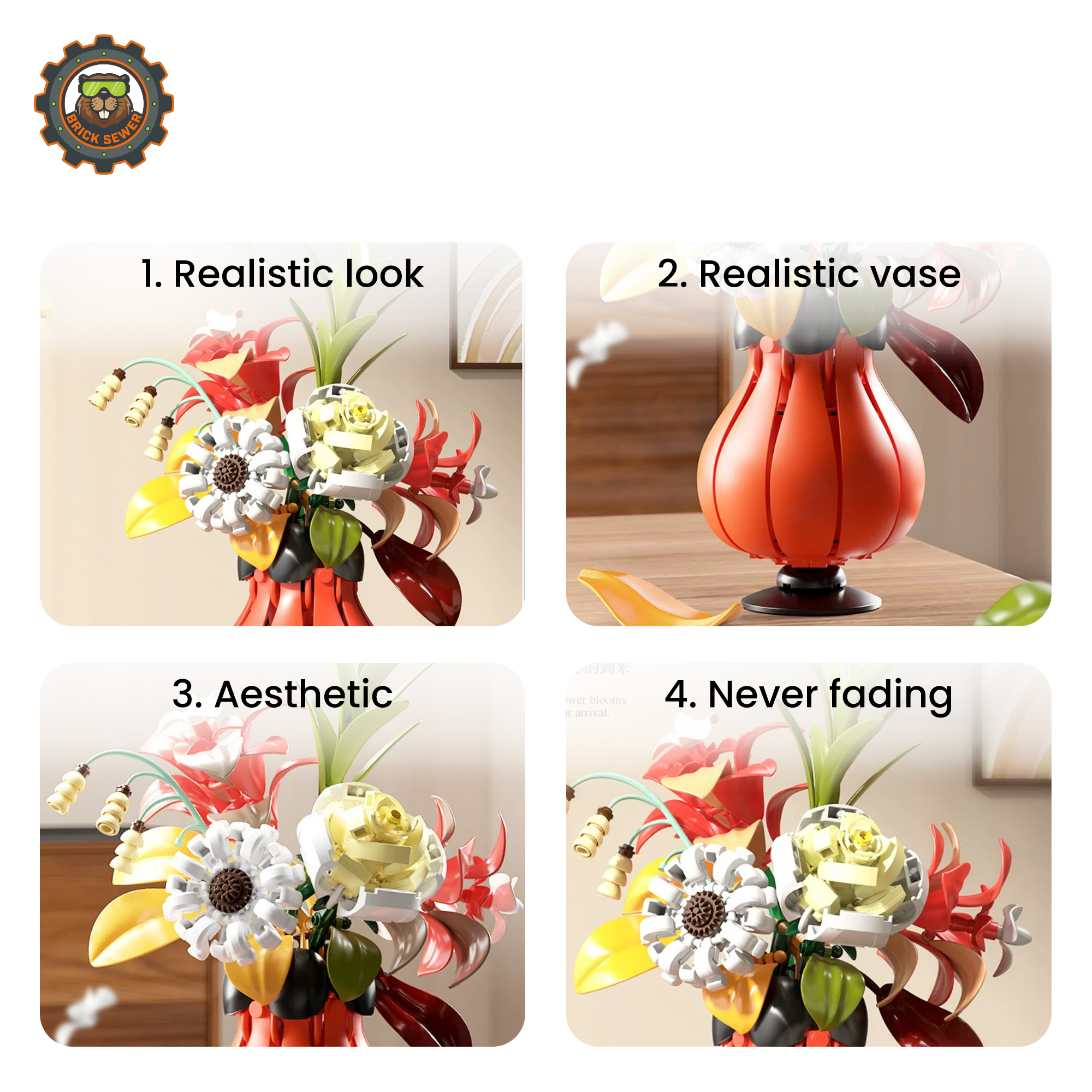 MJI Flower Knows Floral Vase Building Blocks Set