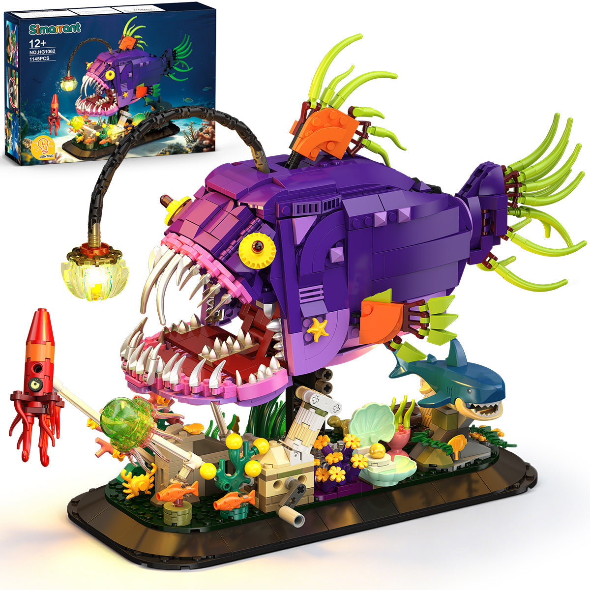 INSOON Mechanical Angler Fish Building Set with Lights HG1062