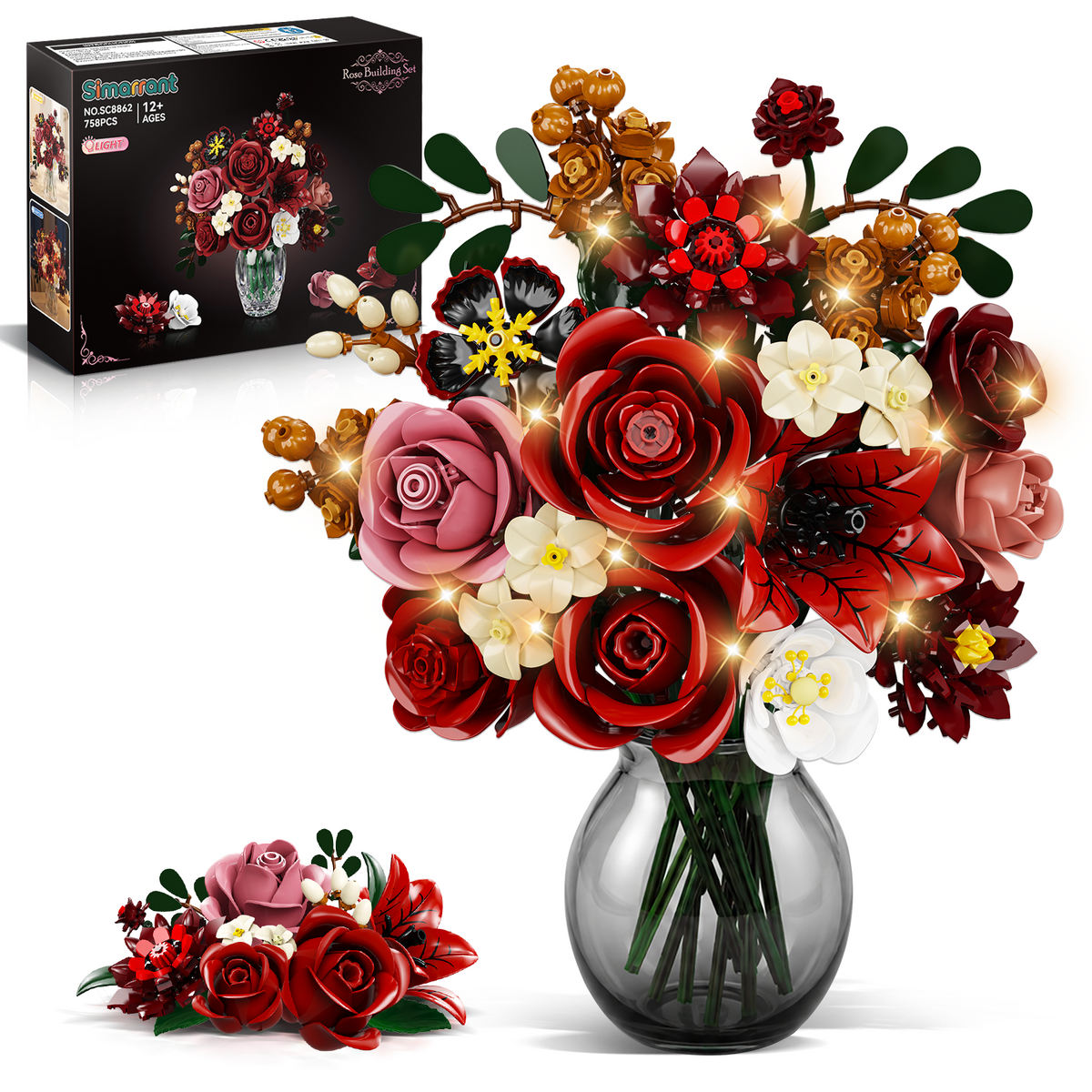 INSOON Crimson Rose Flower Bouquet Building Set SC8862
