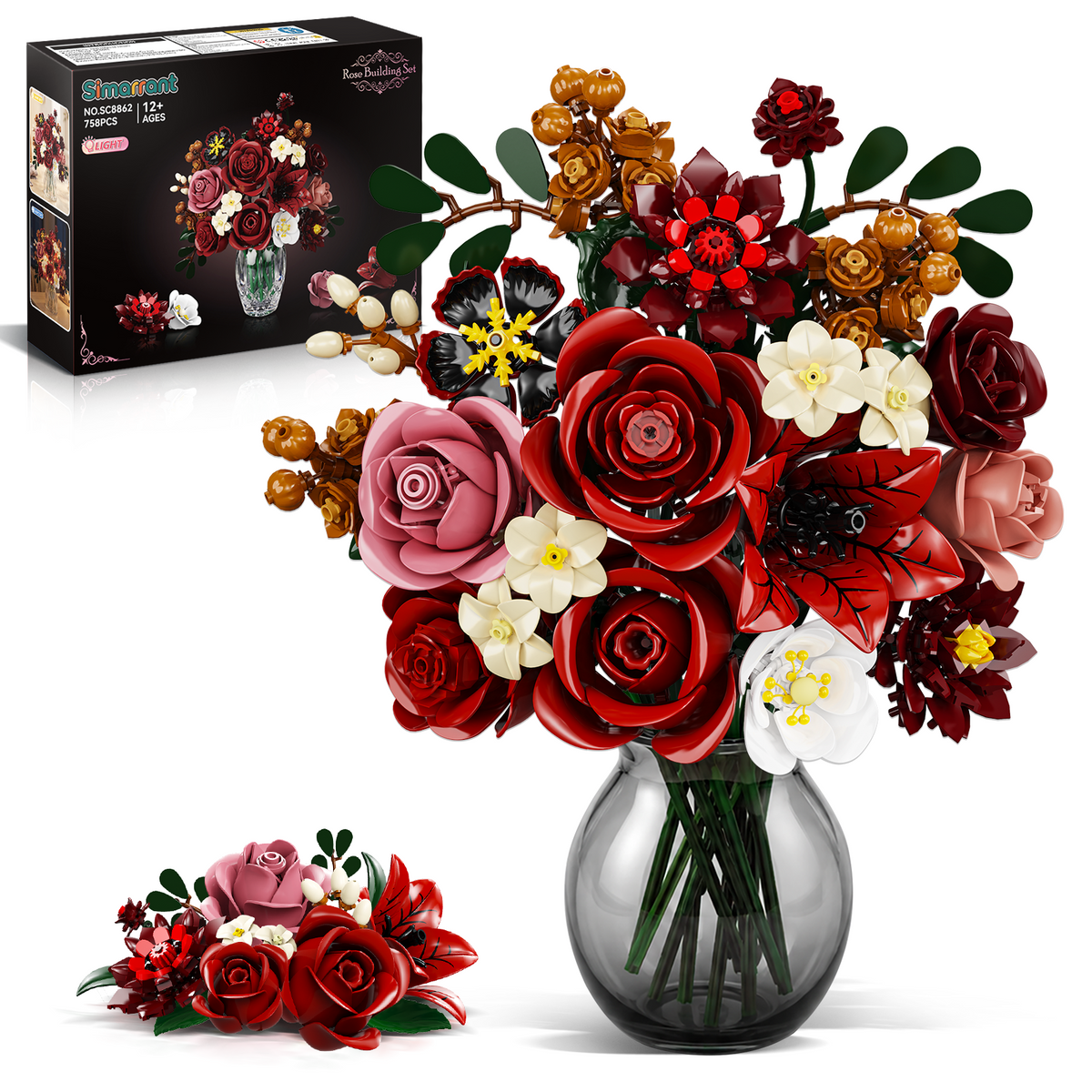 INSOON Crimson Rose Flower Bouquet Building Set SC8862