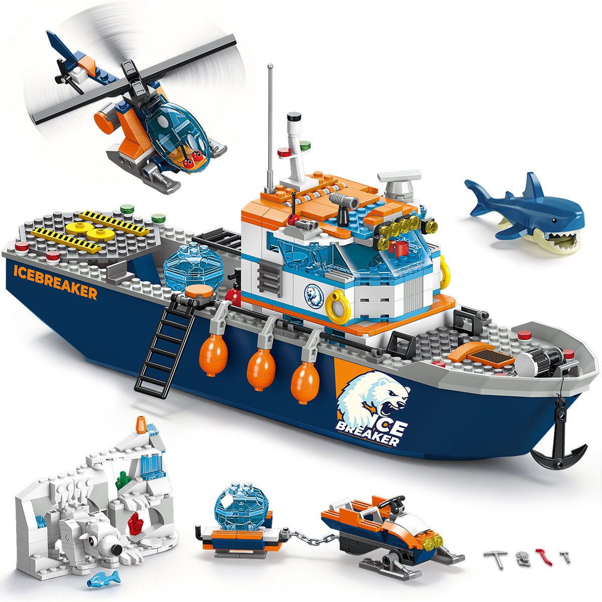 INSOON Arctic Icebreaker Ship Building Set with Helicopter (482 PCS) HG1040