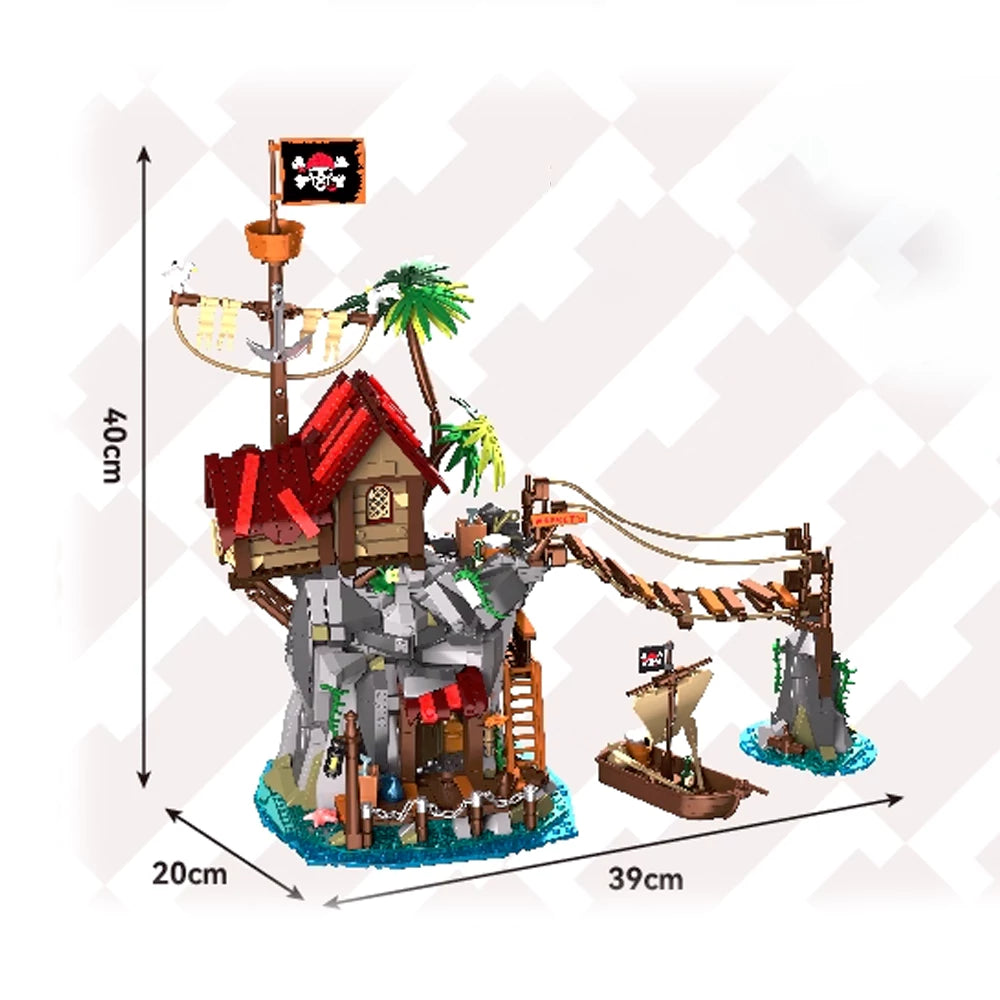 Iambrick 31112 Cliffside Broken Mast Cabin Historical