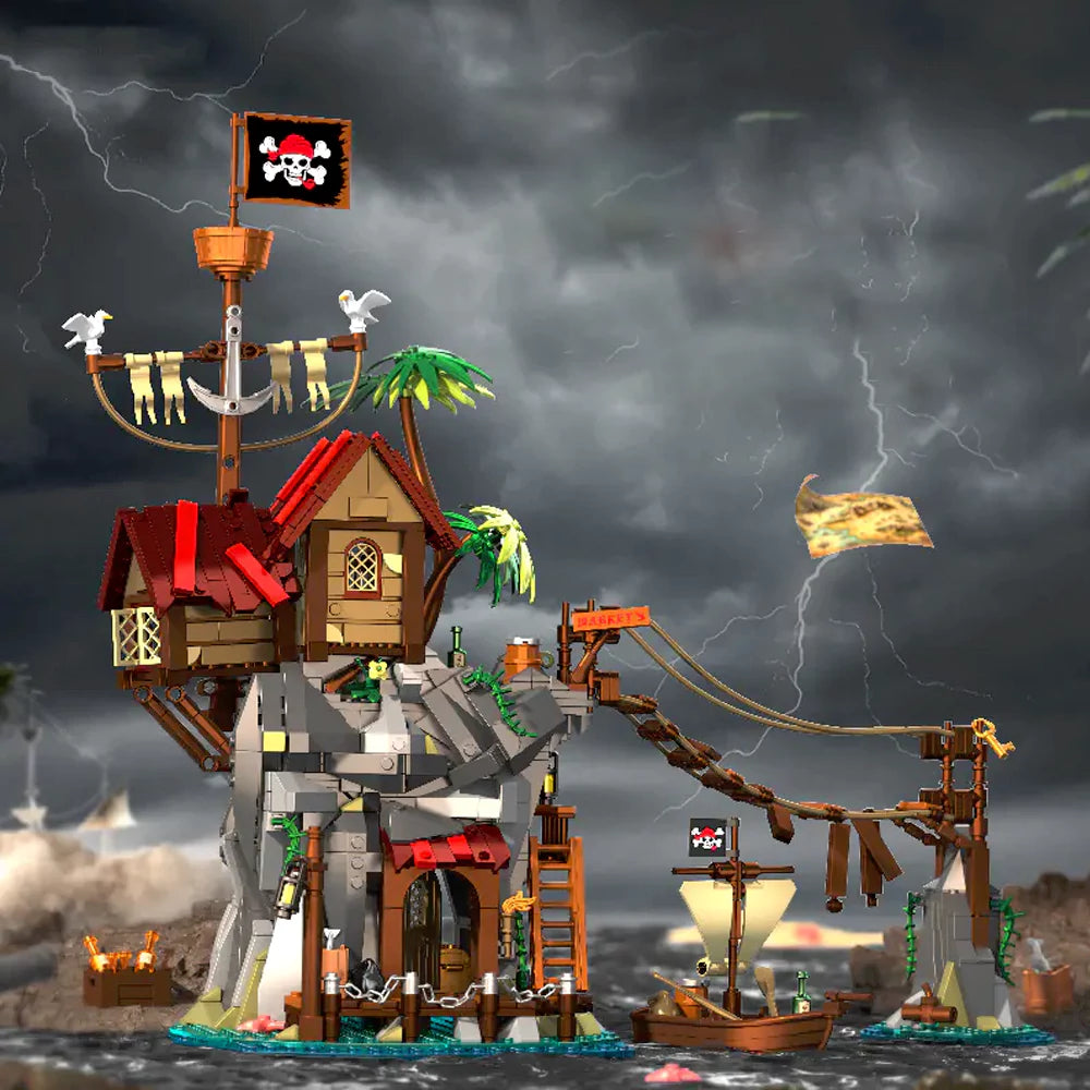 Iambrick 31112 Cliffside Broken Mast Cabin Historical