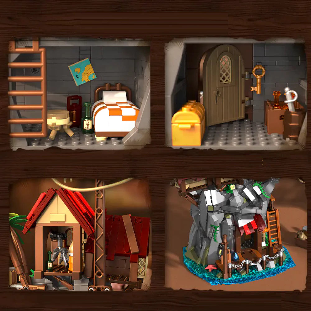 Iambrick 31112 Cliffside Broken Mast Cabin Historical