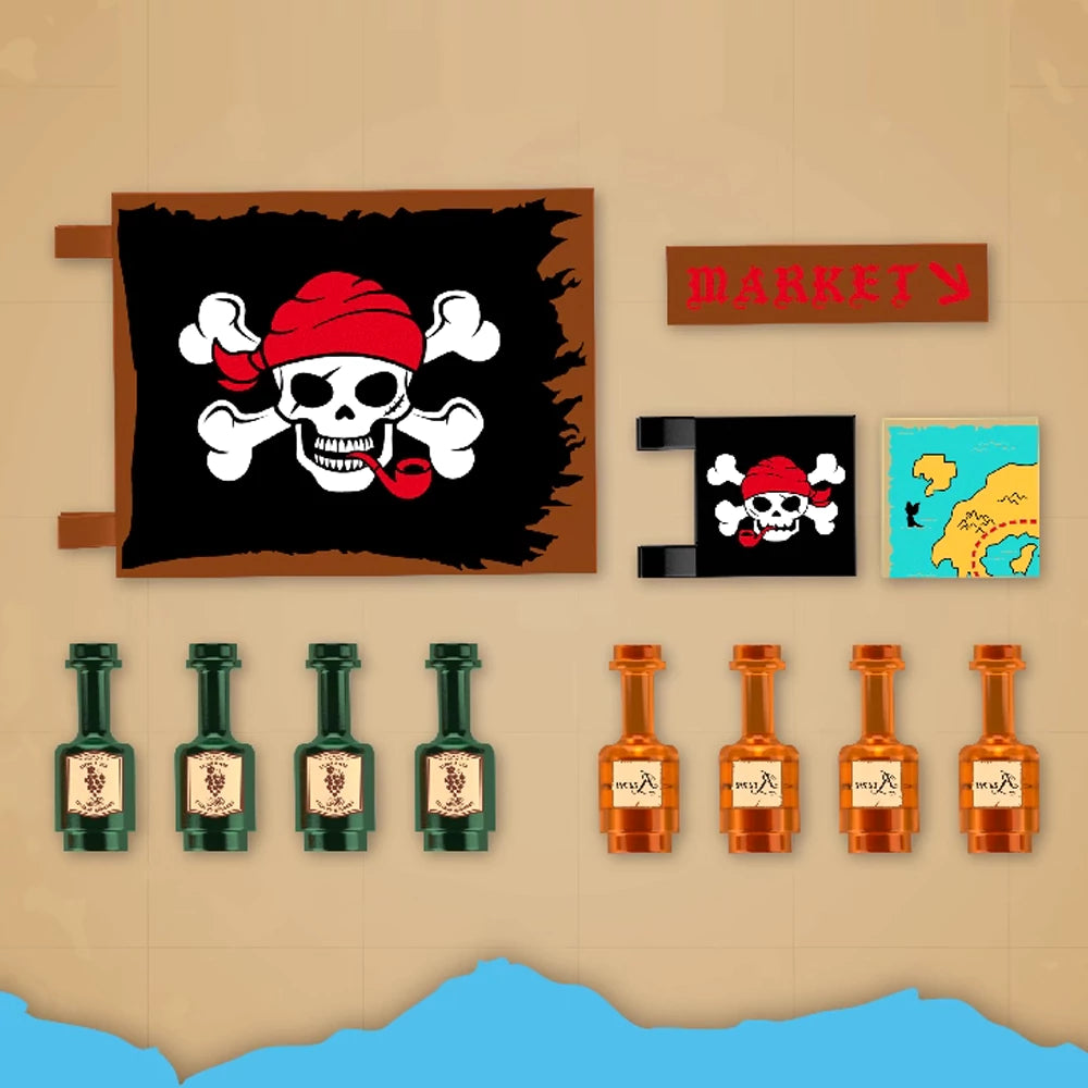 Iambrick 31112 Cliffside Broken Mast Cabin Historical