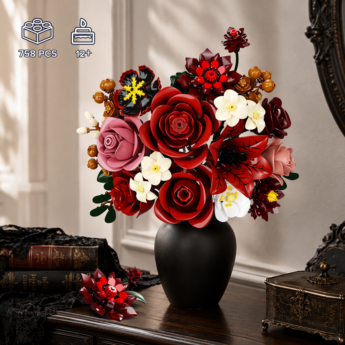 INSOON Crimson Rose Flower Bouquet Building Set SC8862