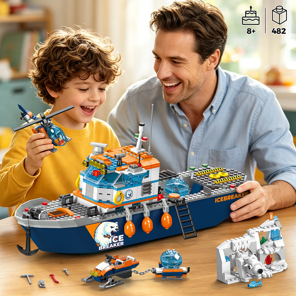 INSOON Arctic Icebreaker Ship Building Set with Helicopter (482 PCS) HG1040