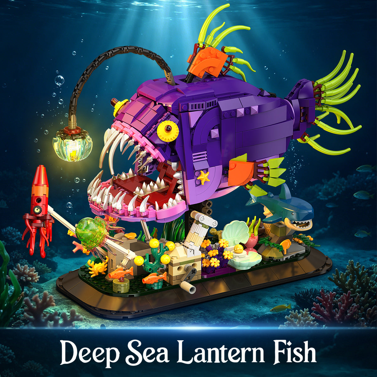 INSOON Mechanical Angler Fish Building Set with Lights HG1062