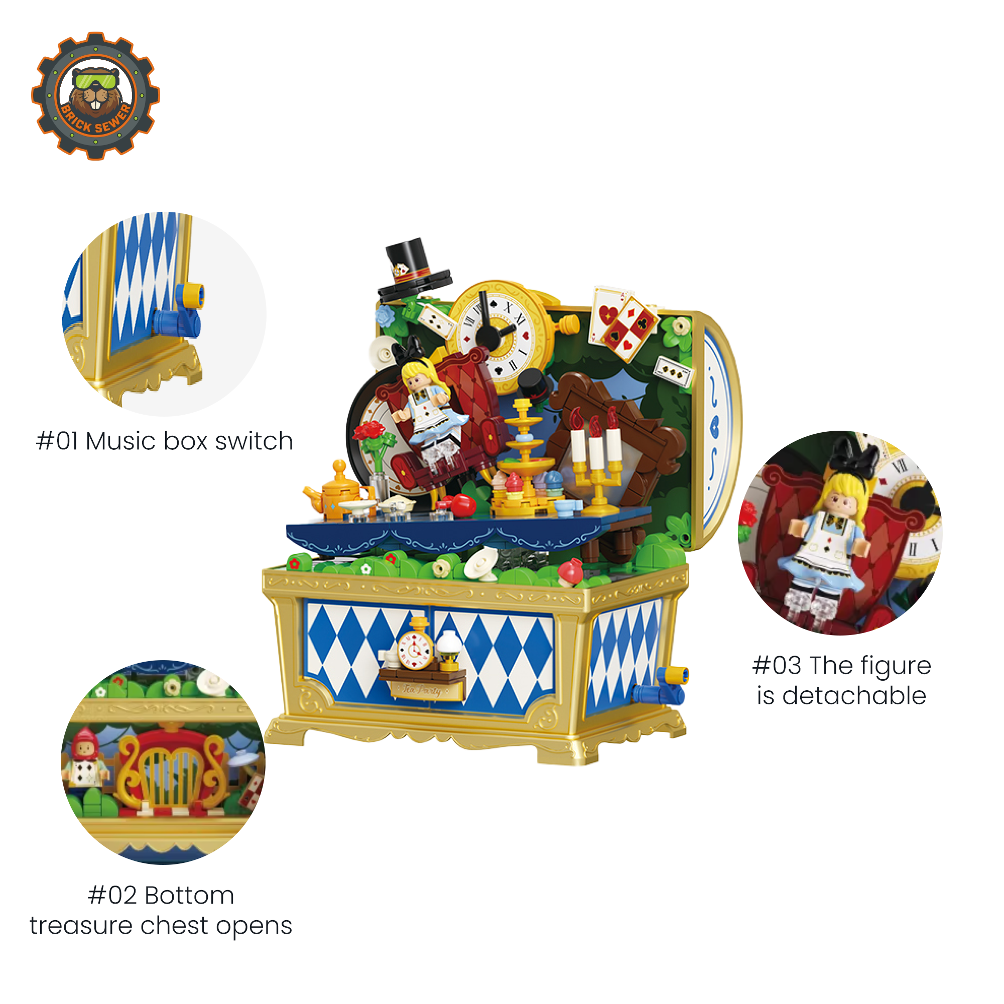Alice in Wonderland Music Box Building Blocks | Fairytale Teatime Collectible