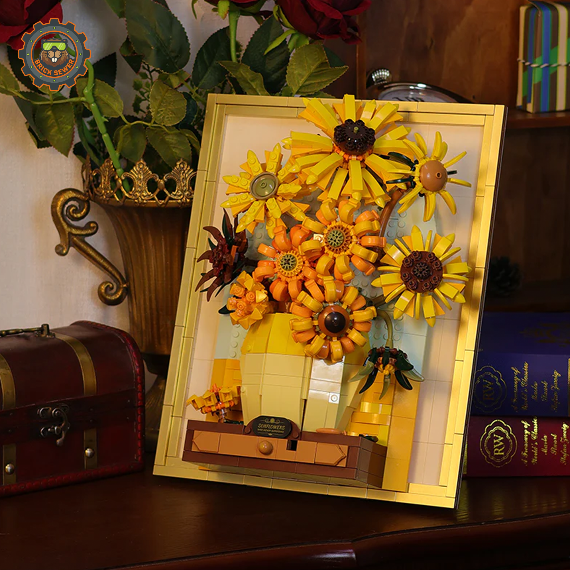 Van Gogh – Sunflowers 3D Brick Painting with Light & Drawer