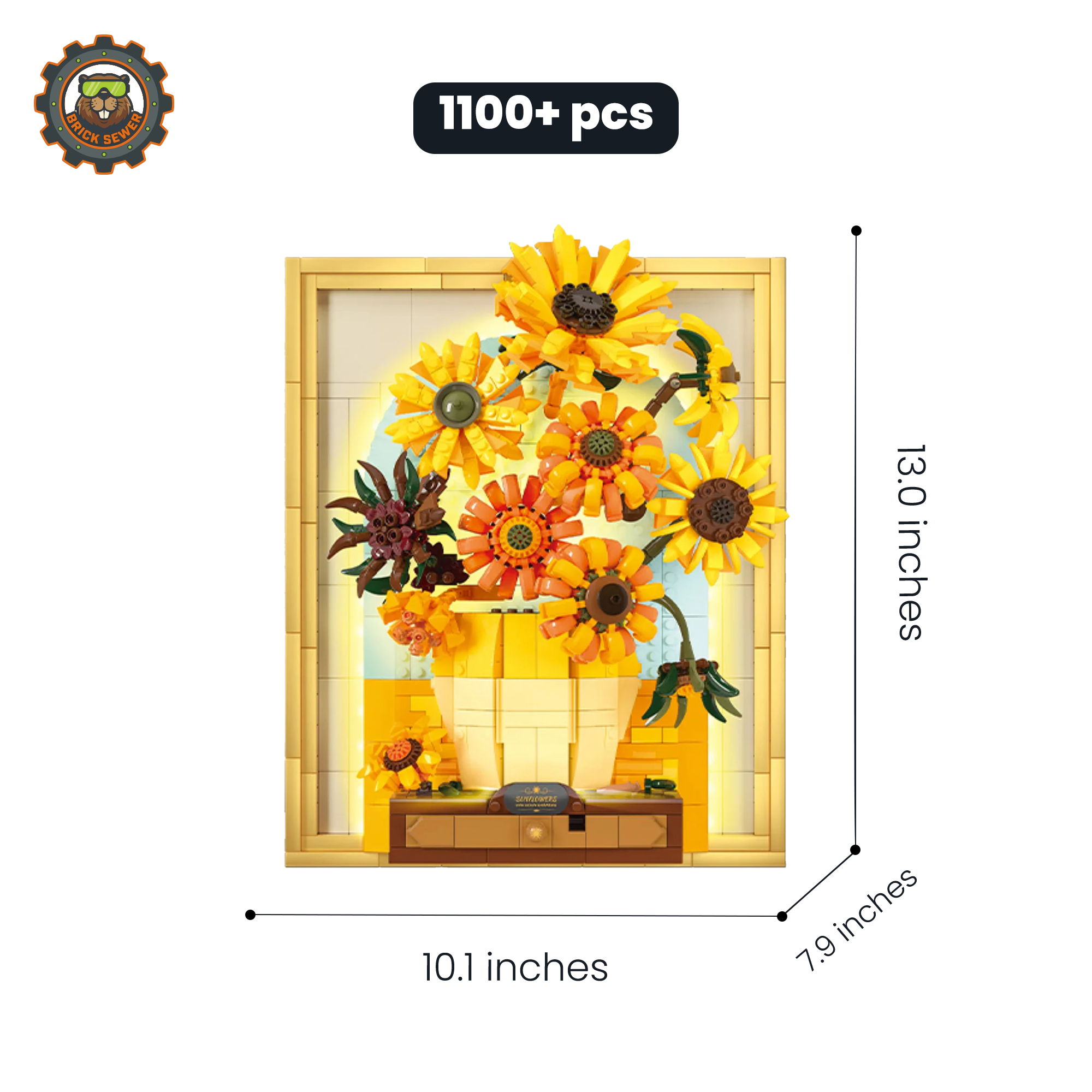 Van Gogh – Sunflowers 3D Brick Painting with Light & Drawer