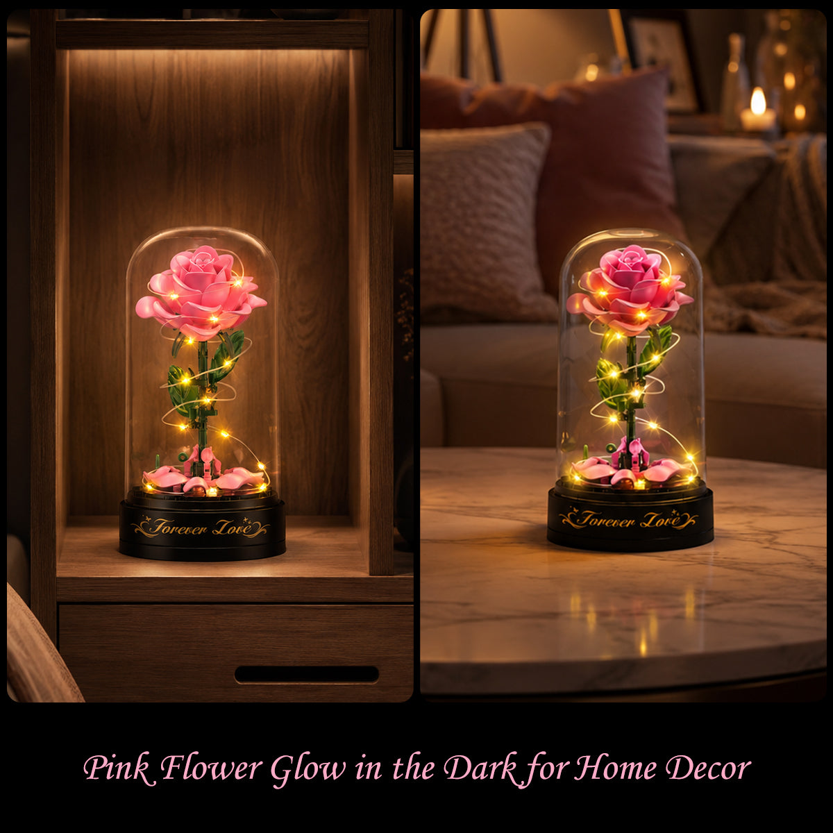 INSOON Rose Flower Building Set with Music Box and Display Dome SC6606