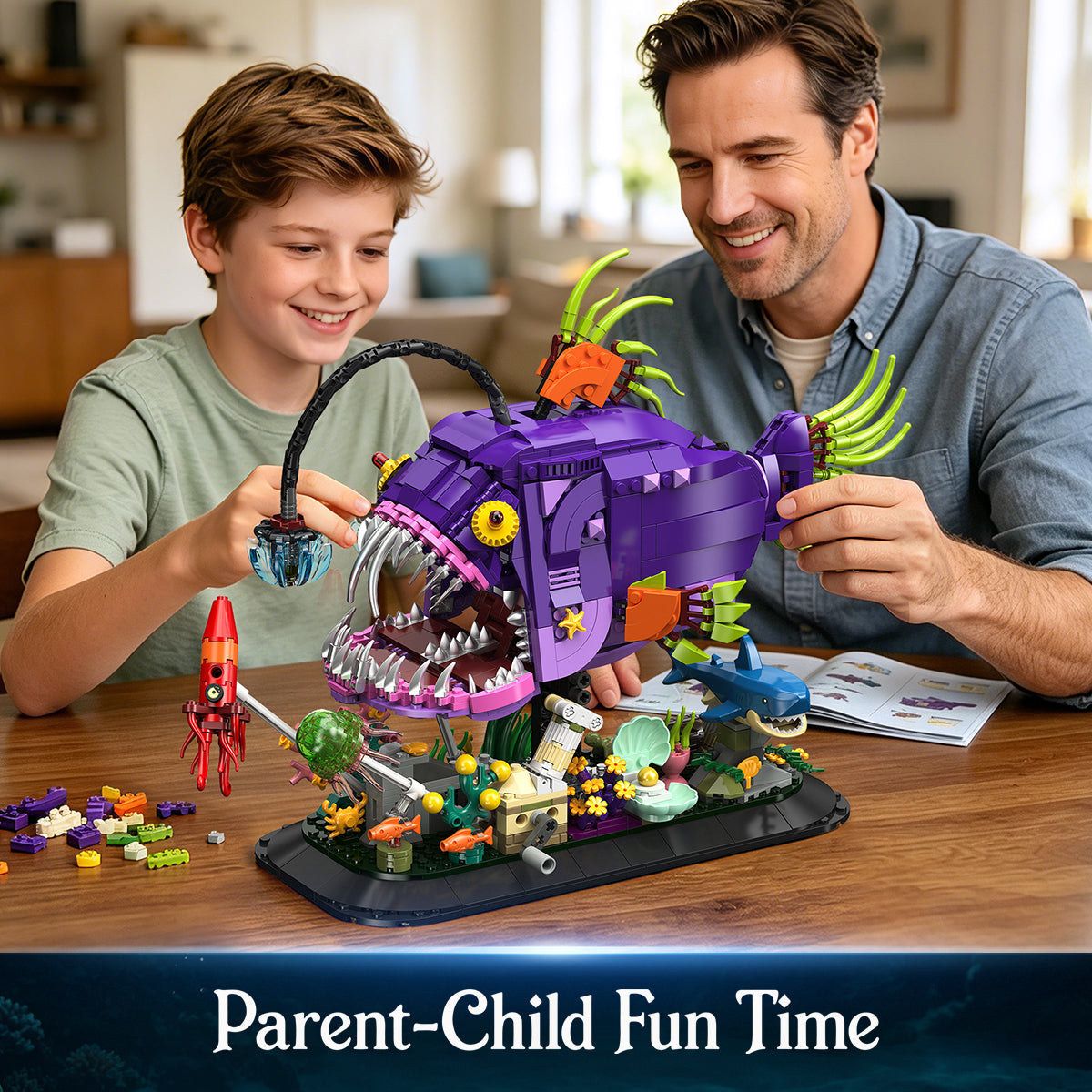 INSOON Mechanical Angler Fish Building Set with Lights HG1062