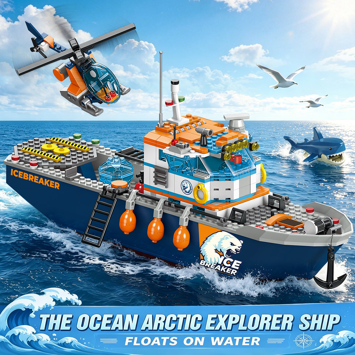 INSOON Arctic Icebreaker Ship Building Set with Helicopter (482 PCS) HG1040
