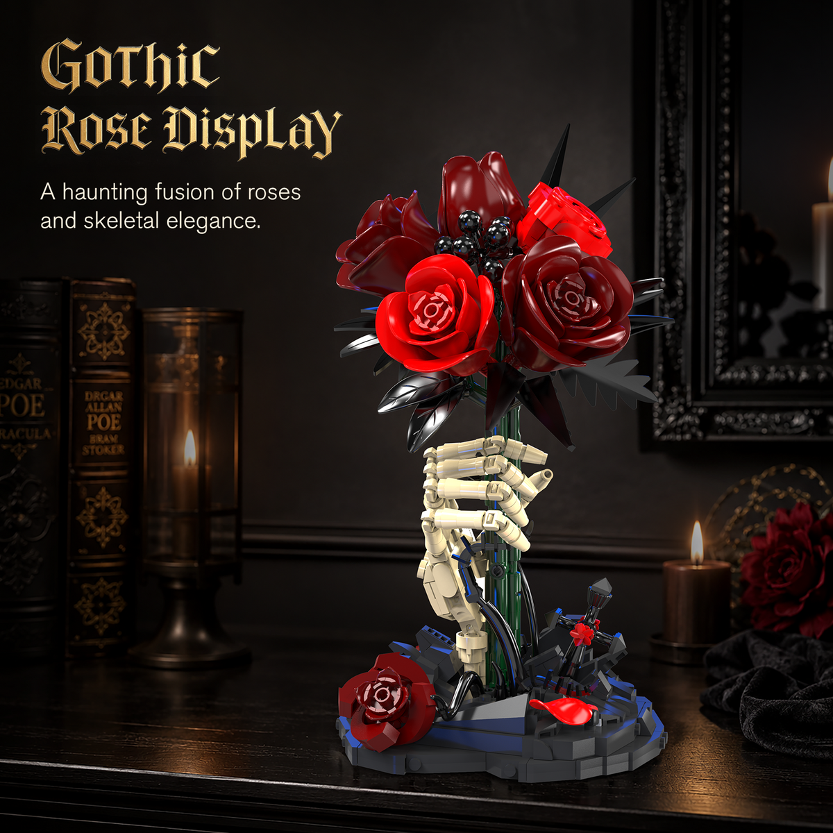 INSOON Gothic Skeleton Hand Rose Building Set with LED (774 PCS) SC8849